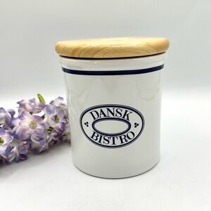 Dansk Bistro Small Porcelain Canister with Wooden Lid.